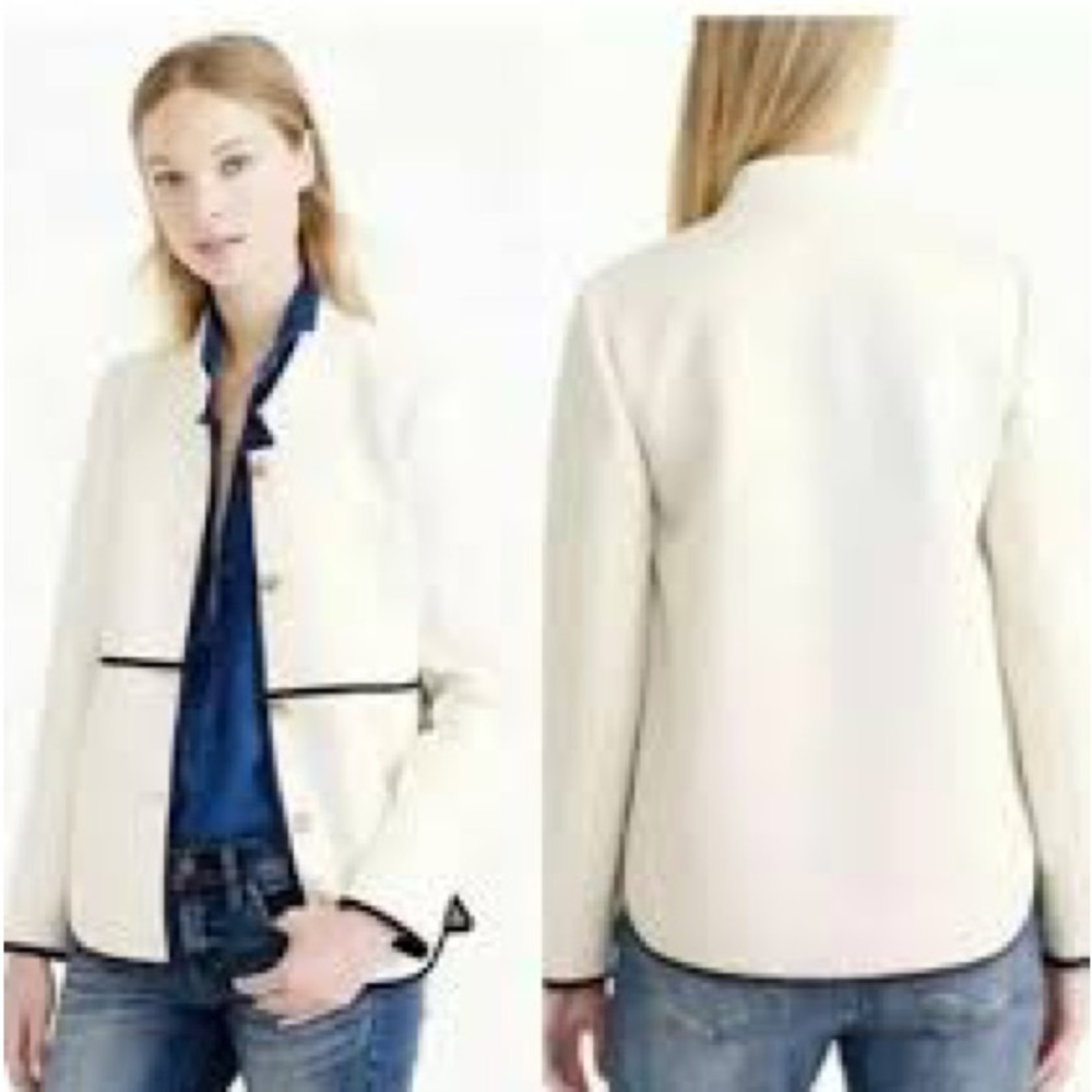 J Crew Tipped Twill Jacket, Black/Navy, Size 10, EUC